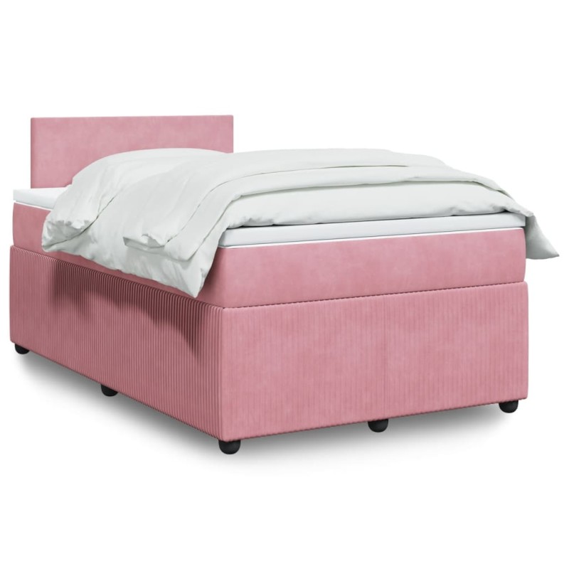vidaXL Boxspringbett mit Matratze Rosa 120x200 cm Samt vidaXL Boxspringbett mit Matratze Rosa 120x200 cm Samt