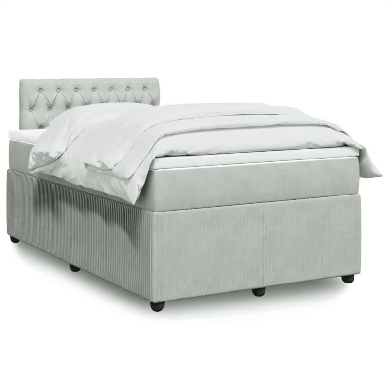 vidaXL Boxspringbett mit Matratze Hellgrau 120x200 cm Samt vidaXL Boxspringbett mit Matratze Hellgrau 120x200 cm Samt