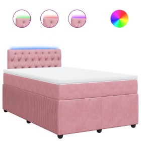 vidaXL Boxspringbett mit Matratze Rosa 120x200 cm Samt