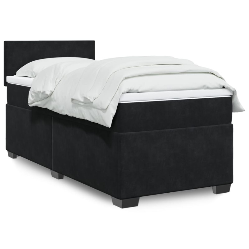 vidaXL Boxspringbett mit Matratze Schwarz 80x200 cm Samt vidaXL Boxspringbett mit Matratze Schwarz 80x200 cm Samt