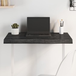 Tischplatte Dunkelgrau 80x50x6 cm Massivholz Eiche Behandelt