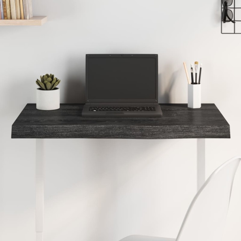 Tischplatte Dunkelgrau 80x50x6 cm Massivholz Eiche Behandelt Tischplatte Dunkelgrau 80x50x6 cm Massivholz Eiche Behandelt