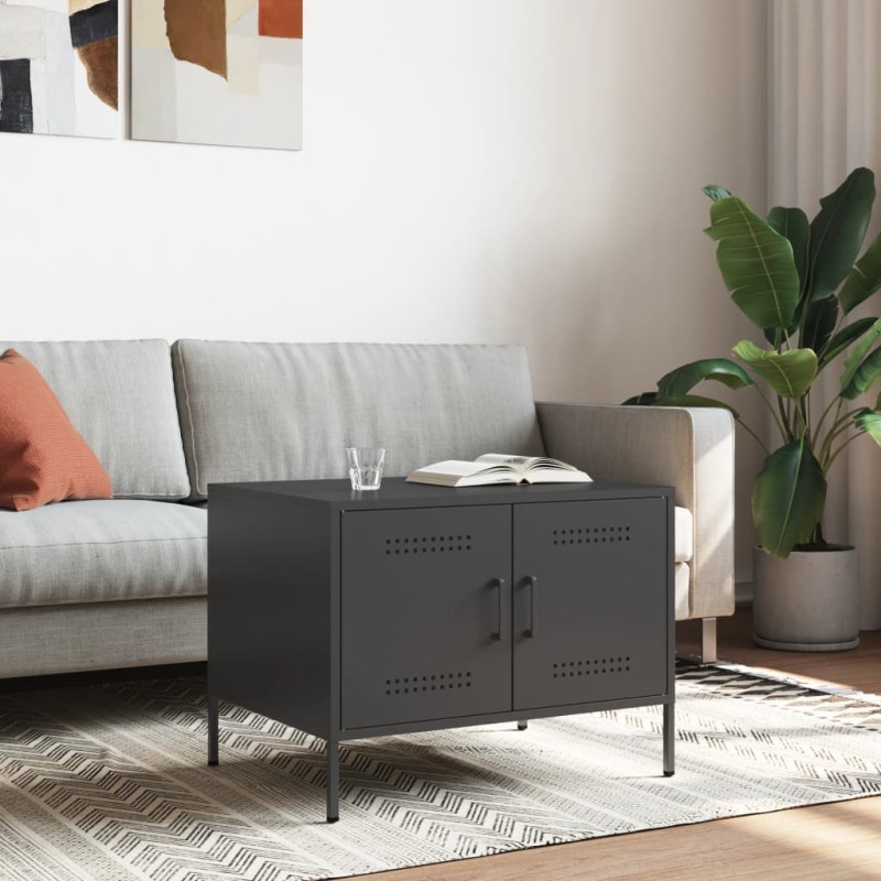 vidaXL Couchtisch Schwarz 68x50x50,5 cm Kaltgewalzter Stahl vidaXL Couchtisch Schwarz 68x50x50,5 cm Kaltgewalzter Stahl
