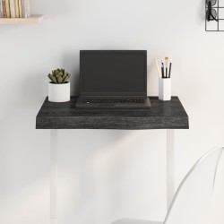 Tischplatte Dunkelgrau 60x50x6 cm Massivholz Eiche Behandelt
