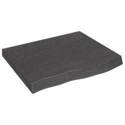 Tischplatte Dunkelgrau 60x50x6 cm Massivholz Eiche Behandelt