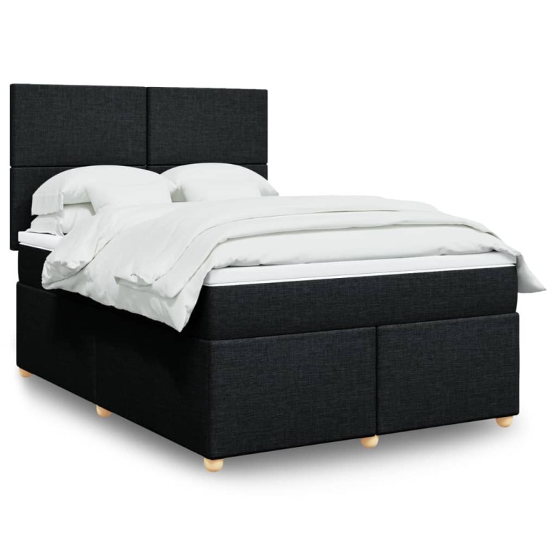 vidaXL Boxspringbett mit Matratze Schwarz 140x200 cm Stoff vidaXL Boxspringbett mit Matratze Schwarz 140x200 cm Stoff