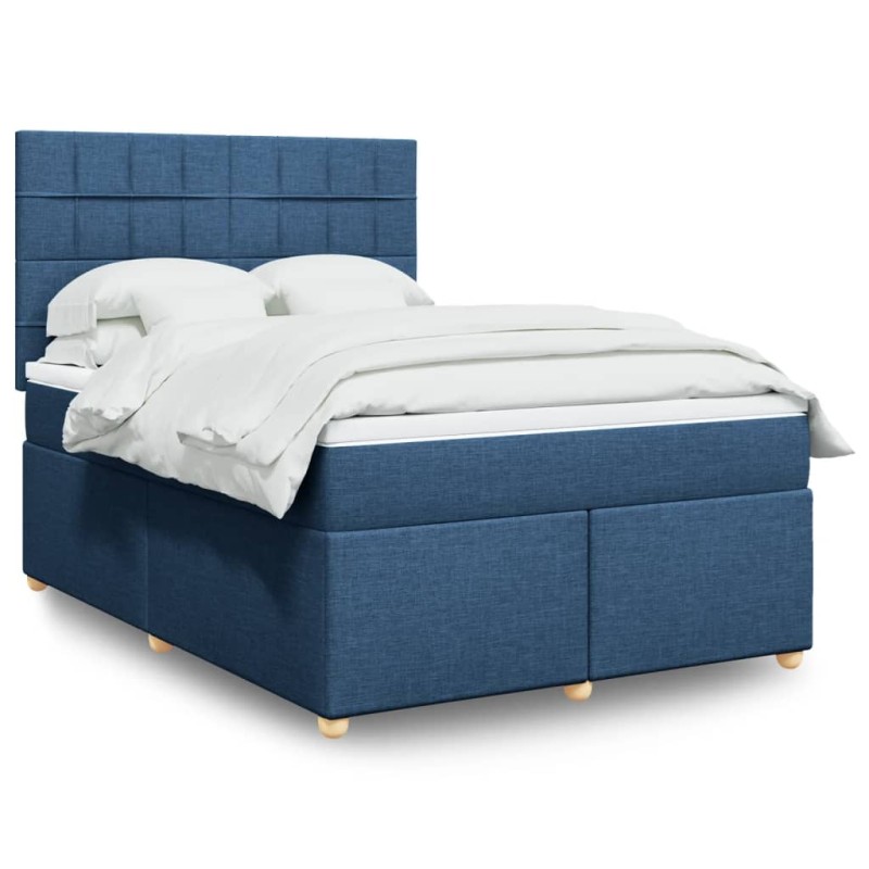 vidaXL Boxspringbett mit Matratze Blau 140x200 cm Stoff vidaXL Boxspringbett mit Matratze Blau 140x200 cm Stoff