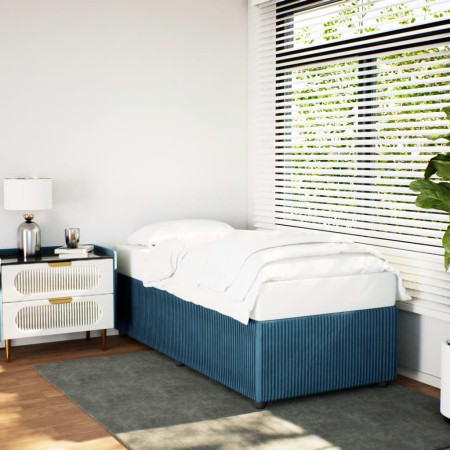 vidaXL Bettgestell Blau 90x190 cm Samt