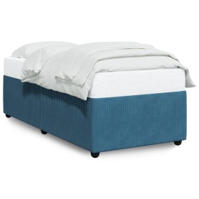 vidaXL Bettgestell Blau 90x190 cm Samt