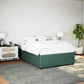 vidaXL Bettgestell Dunkelgrün 140x200 cm Samt