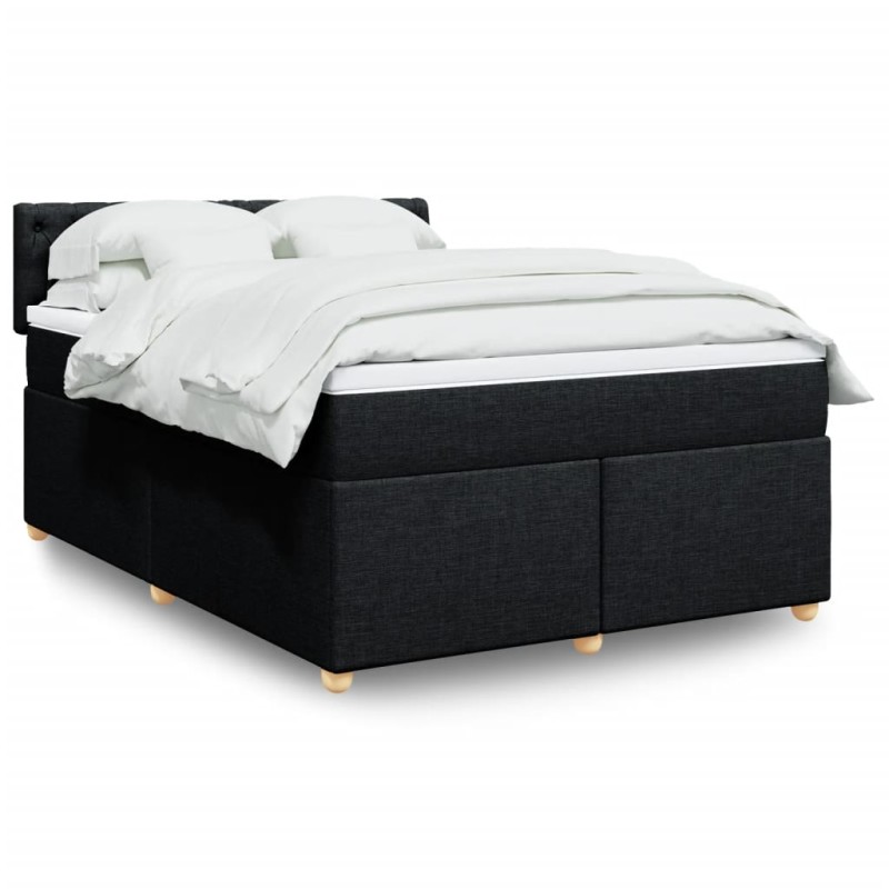 vidaXL Boxspringbett mit Matratze Schwarz 140x200 cm Stoff vidaXL Boxspringbett mit Matratze Schwarz 140x200 cm Stoff