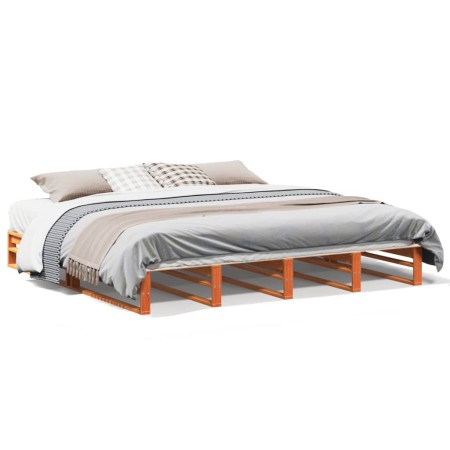 vidaXL Massivholzbett ohne Matratze Wachsbraun 180x200 Kiefernholz