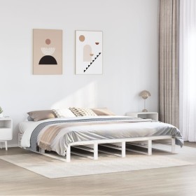 vidaXL Massivholzbett ohne Matratze Weiß 200x200 cm Kiefernholz