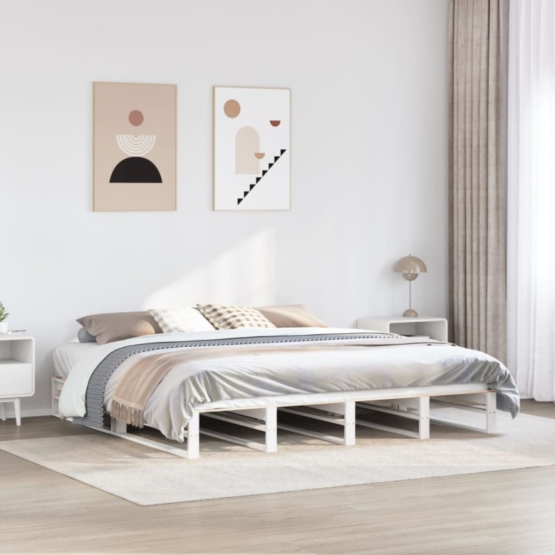 vidaXL Massivholzbett ohne Matratze Weiß 200x200 cm Kiefernholz vidaXL Massivholzbett ohne Matratze Weiß 200x200 cm Kiefernholz