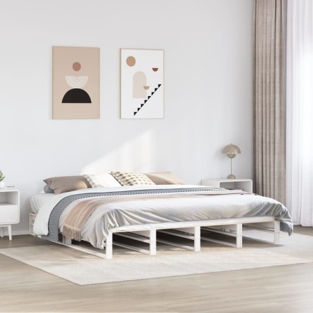 vidaXL Massivholzbett ohne Matratze Weiß 200x200 cm Kiefernholz