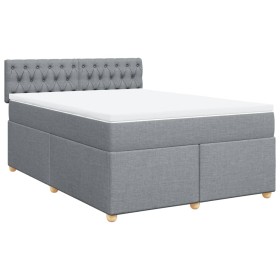 vidaXL Boxspringbett mit Matratze Hellgrau 140x200 cm Stoff
