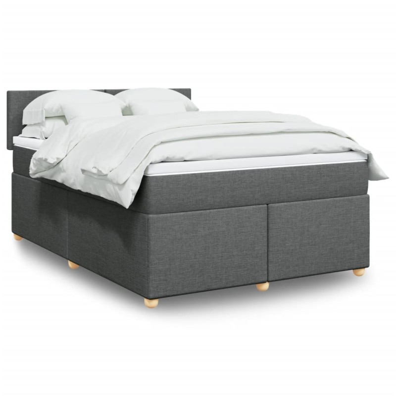 vidaXL Boxspringbett mit Matratze Dunkelgrau 160x200 cm Stoff vidaXL Boxspringbett mit Matratze Dunkelgrau 160x200 cm Stoff