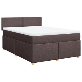 vidaXL Boxspringbett mit Matratze Dunkelbraun 160x200 cm Stoff
