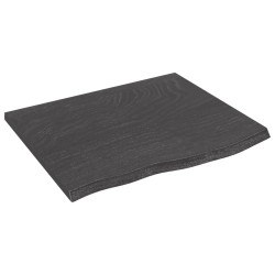Tischplatte Dunkelgrau 60x50x2 cm Massivholz Eiche Behandelt