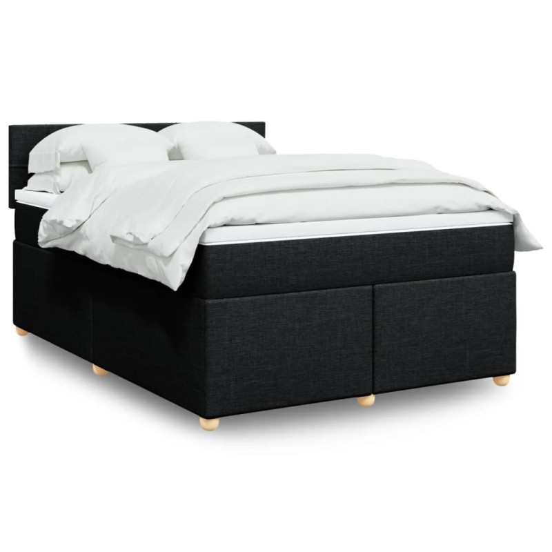 vidaXL Boxspringbett mit Matratze Schwarz 160x200 cm Stoff vidaXL Boxspringbett mit Matratze Schwarz 160x200 cm Stoff