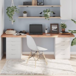 Tischplatte Hellbraun 220x60x6 cm Massivholz Eiche Behandelt