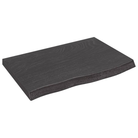 Tischplatte Dunkelgrau 60x40x4 cm Massivholz Eiche Behandelt