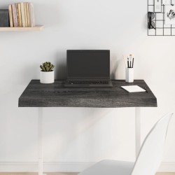 Tischplatte Dunkelgrau 80x60x6 cm Massivholz Eiche Behandelt