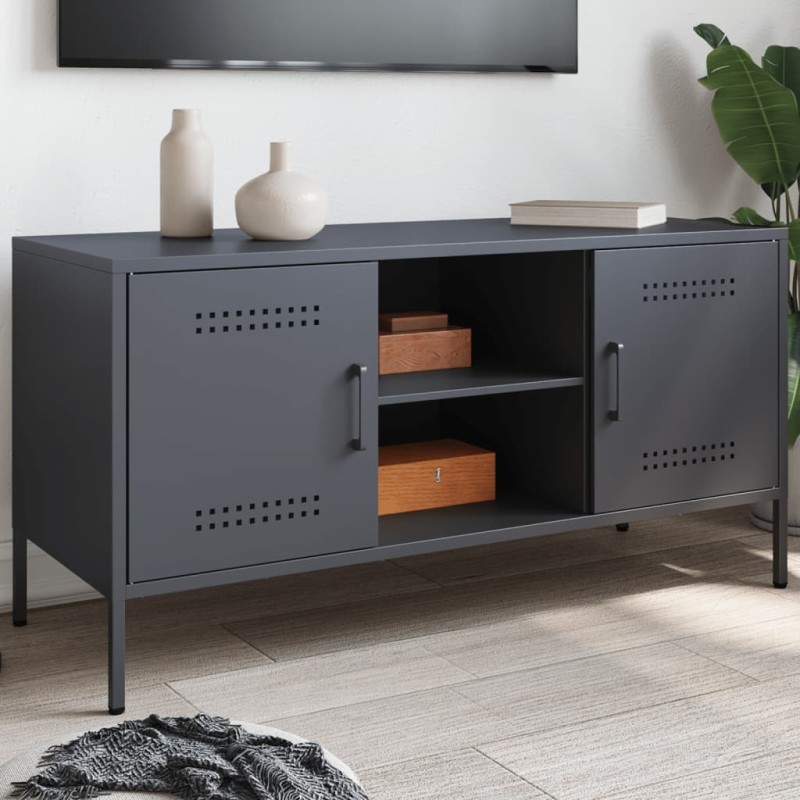 vidaXL TV-Schrank Anthrazit 100,5x39x50,5 cm Stahl vidaXL TV-Schrank Anthrazit 100,5x39x50,5 cm Stahl