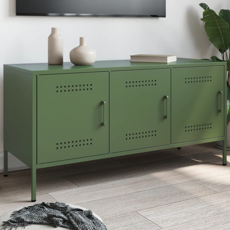 vidaXL TV-Schrank Olivgrün 100,5x39x50,5 cm Stahl vidaXL TV-Schrank Olivgrün 100,5x39x50,5 cm Stahl