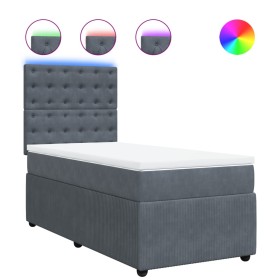 vidaXL Boxspringbett mit Matratze Dunkelgrau 100x200 cm Samt