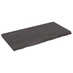 Tischplatte Dunkelgrau 120x60x6 cm Massivholz Eiche Behandelt
