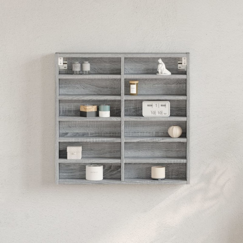 vidaXL Vitrinenschrank Grau Sonoma 60x8,5x58 cm Holzwerkstoff vidaXL Vitrinenschrank Grau Sonoma 60x8,5x58 cm Holzwerkstoff
