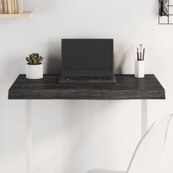 Tischplatte Dunkelgrau 80x40x6 cm Massivholz Eiche Behandelt