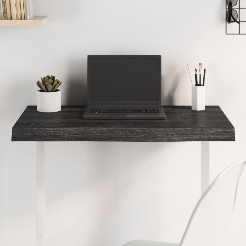 Tischplatte Dunkelgrau 80x40x6 cm Massivholz Eiche Behandelt Tischplatte Dunkelgrau 80x40x6 cm Massivholz Eiche Behandelt