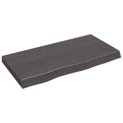 Tischplatte Dunkelgrau 80x40x6 cm Massivholz Eiche Behandelt