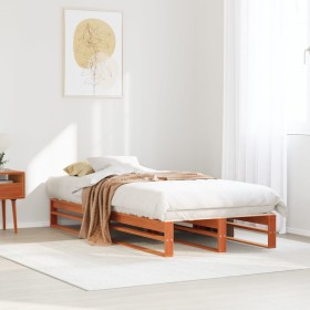 vidaXL Massivholzbett ohne Matratze Wachsbraun 75x190 cm Kiefernholz