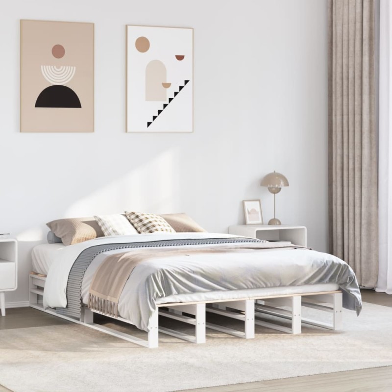 vidaXL Massivholzbett ohne Matratze Weiß 135x190 cm Kiefernholz vidaXL Massivholzbett ohne Matratze Weiß 135x190 cm Kiefernholz
