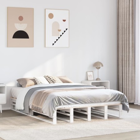 vidaXL Massivholzbett ohne Matratze Weiß 135x190 cm Kiefernholz