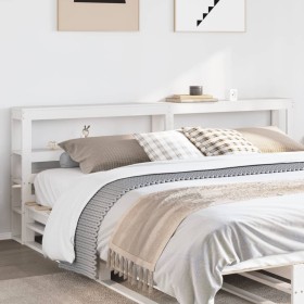 vidaXL Kopfteil mit Ablagen Weiß 200 cm Massivholz Kiefer