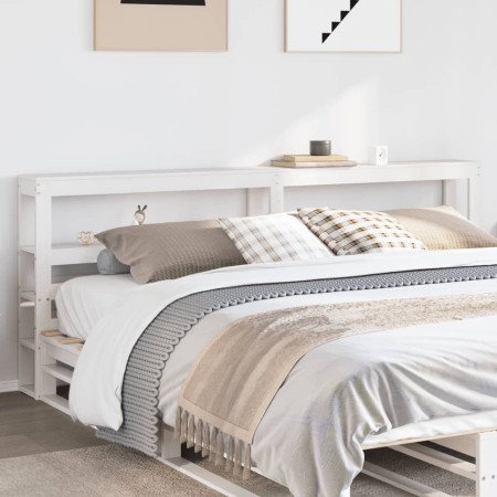 vidaXL Kopfteil mit Ablagen Weiß 200 cm Massivholz Kiefer