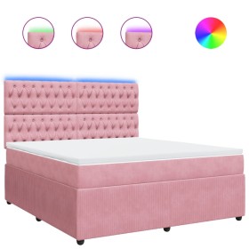 vidaXL Boxspringbett mit Matratze Rosa 180x200 cm Samt