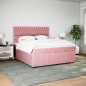 vidaXL Boxspringbett mit Matratze Rosa 180x200 cm Samt vidaXL Boxspringbett mit Matratze Rosa 180x200 cm Samt
