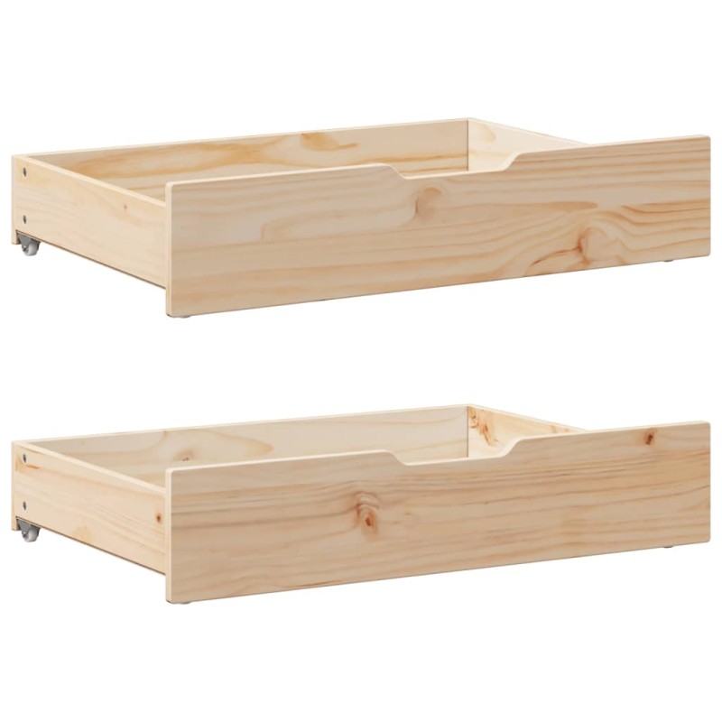 vidaXL Bettschubladen mit Rollen 2 Stk. 80x55x16 cm Massivholz Kiefer vidaXL Bettschubladen mit Rollen 2 Stk. 80x55x16 cm Massivholz Kiefer
