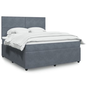 vidaXL Boxspringbett mit Matratze Dunkelgrau 180x200 cm Samt