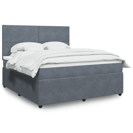 vidaXL Boxspringbett mit Matratze Dunkelgrau 180x200 cm Samt