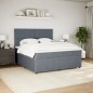 vidaXL Boxspringbett mit Matratze Dunkelgrau 180x200 cm Samt