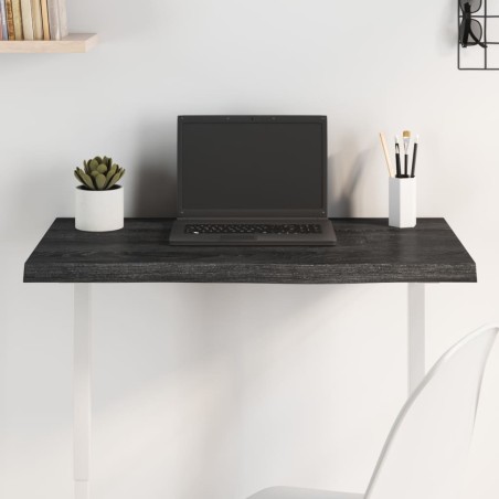 Tischplatte Dunkelgrau 80x40x4 cm Massivholz Eiche Behandelt