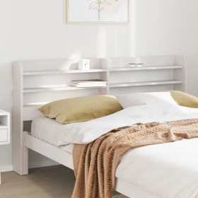 vidaXL Kopfteil mit Ablagen Weiß 120 cm Massivholz Kiefer