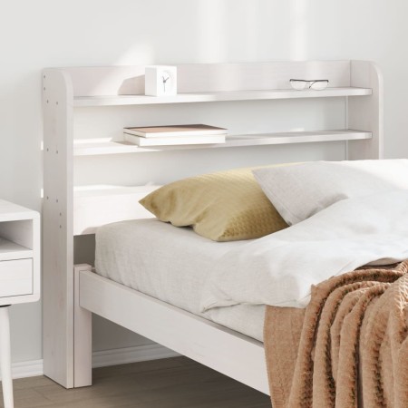 vidaXL Kopfteil mit Ablagen Weiß 100 cm Massivholz Kiefer