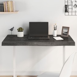 Tischplatte Dunkelgrau 100x40x6 cm Massivholz Eiche Behandelt